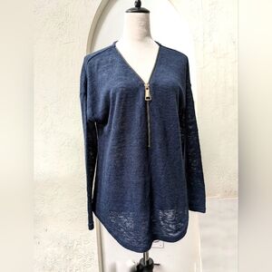 Soft Surroundings Valentina Knit Top/Shirt with Zipper Sz M Lightweight V neck